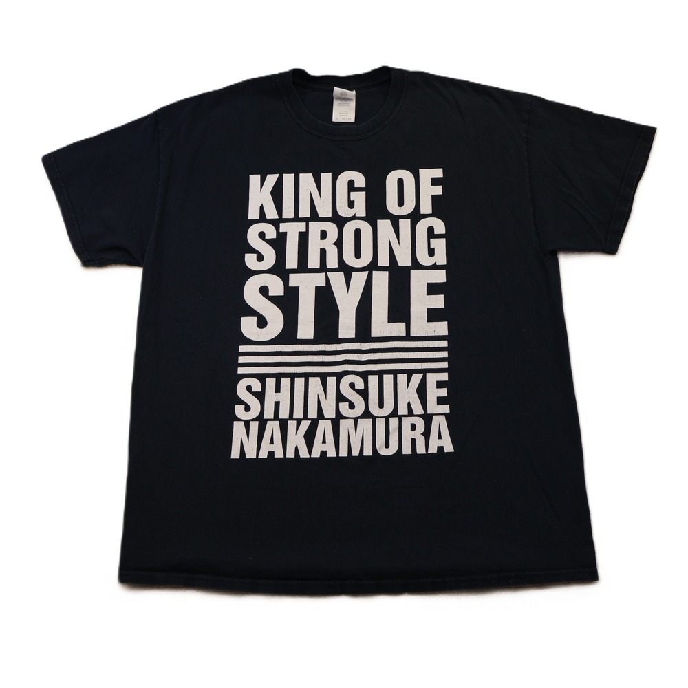 Gildan Mens XL T-Shirt Black King of Strong Style Shinsuke Nakamura Graphic